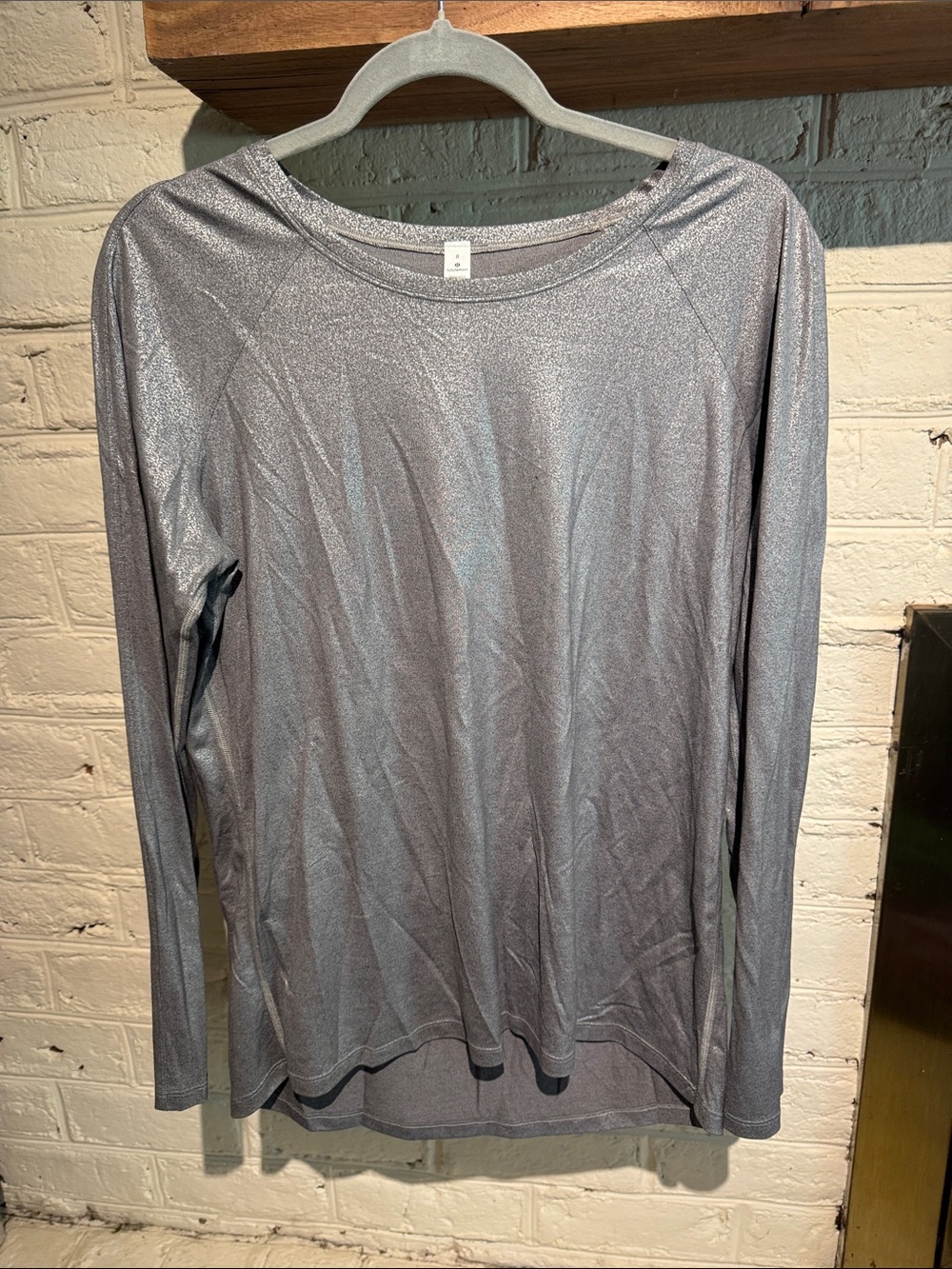 lululemon athletica Metallic Silver Long-Sleeve Tee